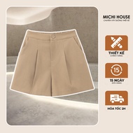 MICHI House Women's High Waist Shorts Women's High Waist Wide Leg Shorts Bigsize Q17