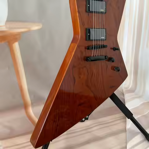Original Wood Color EMG Pickups Explorer Electric Guitar Mahogany Body Rosewood Fretboard