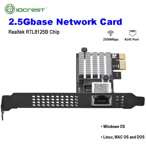 Game PCIE Card 2500Mbps Gigabit Network Card 10/100/1000Mbps RTL8125B RJ45 Wired Computer PCI-E 2.5G