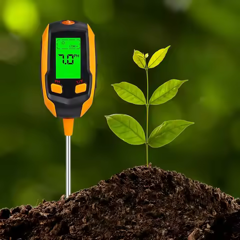 Digital Soil Moisture Meter Soil Test Meter PH /Moisture/Temperature/Sunlight Intensity Meter for Fa