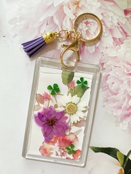 真花押花證件套/識別證/票卡套/悠遊卡/八達通 配流蘇鑰匙圈匙