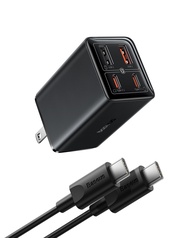 Baseus 65W GaN6 Pro ที่ชาร์จความเร็วสูง2C + 2U เราปลั๊ก Adaptor Traveling เครื่องชาร์จติดผนังสำหรับ 