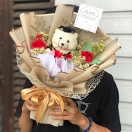 Buket Bunga Edelweiss Kering Boneka Ukuran 40 x 30 Cm Cocok Untuk Kado Orang Tersayang - Bouquet Bon
