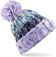 Unisex Adults Corkscrew Knitted Pom Beanie Hat Knitted Hat, Multicoloured (Lavender Fizz 000), One s