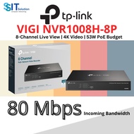 TP-LINK Tplink 8CH 8 Channel 4K 8MP 8 Megapixel IP Network CCTV NVR Recorder 8 PoE+ 53W VIGI NVR1008