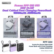 Remax RPP 602 603 20W 22.5W Dual Cabled Super Fast Charging PowerBank 10000mAh 20000mAh Portable Phone Charger