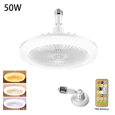 Socket Ceiling Fan with Light 50W LED Light 3 Speed wind 3 Color with an Intelligent Remote Control 
