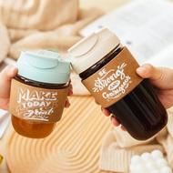 【咖啡隨行杯】水松杯套雙飲玻璃輕享杯/冷熱飲兩用-350ml/540ml