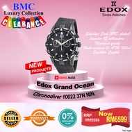Edox Grand Ocean Chronograph Black Dial Black Rubber Men's Watch  10022-37N-NIN