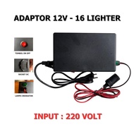 AC DC ADAPTOR 12V 16A LIGHTER ADAPTOR KOMPRESOR & VACUM PORTABLE - TRALA