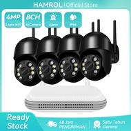 Hamrol Paket CCTV 8 Channel 4 Kamera 4MP PTZ Tahan Air+NVR Nirkabel