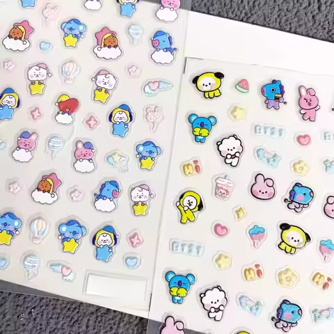 BT21 Cooky Tata Koya RJ Shooky Man Chimmy Cartoon Cute Three-dimensional Nail Decoration Sticker Pho