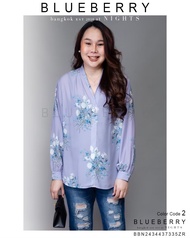 🎠 รอบอก 44"-46" เสื้อเชิ้ต พรีเมี่ยมคลาสสิคแบรนด์เนมคอวีแขนยาว สุดหรูสไตล์บลูเบอร์รี่ไนท์ BLUEBERRY 