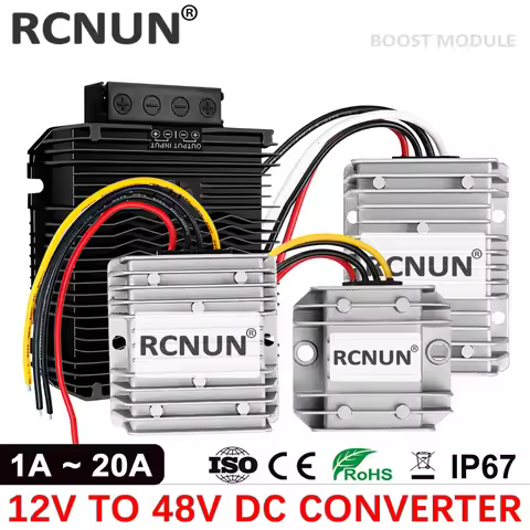 RCNUN 12V to 48V 1A 2A 3A 5A 8A 12.5A 20A Boost Step-up DC DC Converter 12 Volt to 48 Volt Voltage R
