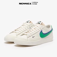 Nike Blazer Low White &amp; Green Sneakers For Men And Women With Short Neck In White Blue Full Box Bill