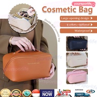 [SHIP FROM SG] Luxury Makeup Bag PU Leather Portable Cosmetic Bag Pouch Makeup Toiletries Organizer 