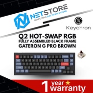 KEYCHRON Q2 HOT-SWAP RGB FULLY ASSEMBLED BLACK FRAME GATERON G PRO BROWN Q2-C3
