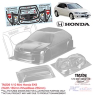 💯Team C Clear Body Shell TM209 1/10 Mini Honda EK9 (Width 165mm, WheelBase 225mm)