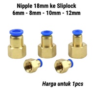 Nipple Slip Lock DC Pump Connector Thread 18mm to Hose 6/8/10/12mm