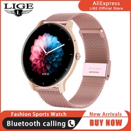 LIGE SmartWatch Olahraga ผู้ชายผู้หญิง,ใหม่สัมผัสเต็มรูปแบบอัตราการเต้นของหัวใจความฟิตเรียกบลูทูธเคร