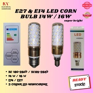 LED 3 Colour Corn Bulb Chandelier E14/E27 LED 16W High Brightness Lamp Bulb AC 220V