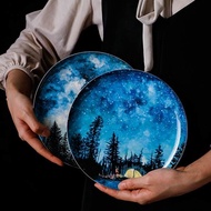 Ins Style Ceramic Creative Household Dish Plate Western Food Starry Sky Salad Plate Ceramic Tablewar