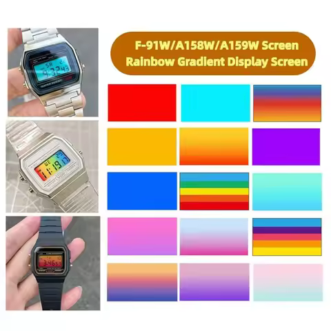 Modified Film DIY Dial Screen for Casio F-91W/A158W/A159W Screen Stickers Rainbow Gradient F91 A158 