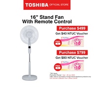 [FREE GIFT] Toshiba F-LSD10(W)SG White 16" Wide Angle Oscillation Blades DC Inverter Stand Fan with Infra Remote Control