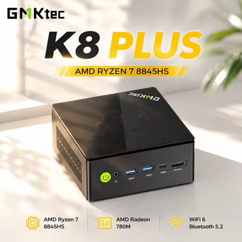 GMKtec K8 Plus Ryzen 7 8845HS MINI PC Windows 11 Pro DDR5 5600Mhz PCIe4.0 Nvme SSD WIFI6 BT5.2 Dual 