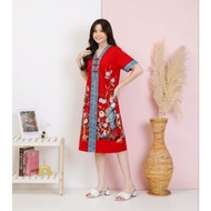 dress wanita cheongsam merah imlek CNY batik jumbo XL busui RR