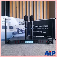ฟรีค่าส่ง MICROTECH MT-777D V2 ไมค์ลอยมือถือคู่UHF ไมโครโฟนแบบไร้สายใช้ย่านความถี่ UHF มีDSP ในตัว M