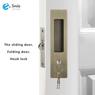 Door Lock Sliding Door Lock Handle Zinc Alloy Single Hook Lock Body With Key Universal Bathroom Sliding Door Lock