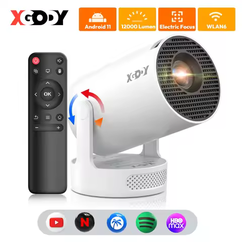 XGODY 4K HY300 Pro+ Projector Built-in 5W Speaker 1280*720P Android 11 12000 Lumens Wifi6 BT5.4 Port