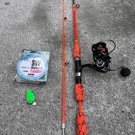 Toro Solid 2-Piece Fishing Rod Set Combo Includes 1 1m2 ORANGE Rod and 1 fs 3000 Fishing Reel + 1 um