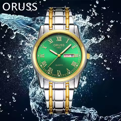ORUSS Hot Brand Quartz Watch for Men Luxury Luminous Week Date Fashion Business Waterproof Stainless