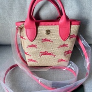 Longchamp 三用刺繡草編包