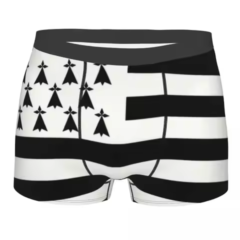Custom Male Fashion Flag Of Brittany Underwear France Region Sign Identity Nation Boxer Briefs Soft 