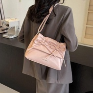 Y2K Style Fashion Tote Bag Women Casual Large Capacity Shoulder Bag Sweet Bow Handbag PU Leather Und
