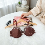 Luxurious Brown Tone Lace Bra Comfortable To Wear Good Ventilation Sign size : D75/34