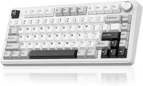 75% Wireless Mechanical Gaming Keyboard, Hot Swappable with RGB & Knob, Gasket Mounted, PBT Keycaps 