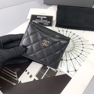Chanel荔枝皮黑金零錢卡包