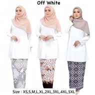 🔥(SIZE XS-5XL) TEMA OFF WHITE / PUTIH - KURUNG RIAU MODEN BATIK SONGKET BRIDESMAID RAYA 2025 PENGAPI