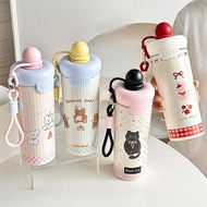 Stainless Steel 316 Thermal Cup With Straw For Women Premium Fashionable Convenient Strap Cute U8o2