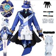 Anime Cosplay Genshin Impact Focalors Cosplay Costume Focalors Outfits Dress Wig Hat Lovely Suit Halloween Comic Con