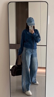 全新Adidas刺繡彎刀扭扭褲Adidas牛仔褲Adidas褲 Adidas jeans Adidas長褲