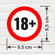 Round Sign Sticker 18+ Vinyl Label Sticker 18 plus