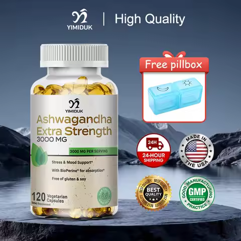 Organic Ashwagandha Extra Strength Capsules, Support Strength & Stamina, Boost Mood & Energy & Absor