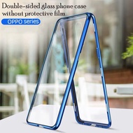 For OPPO A3S A5S A7 A5 A9 2020 F9 F11 Pro R9S R11S Plus Metal Magnetic Double-sides Front Back Glass Protective Case