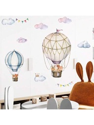 可拆卸卡通熱氣球自粘式壁紙貼紙,牆面裝飾
