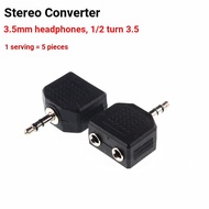 ((5pcs Pack) 3.5mm Headset One Point Two To 3.5 Stereo Converter Audio Socket K